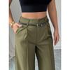 2026 Fashion High Waisted Wide Leg Trousers with Belt Solid Color Office Wear Casual Business Straight Leg Pants Spring Women's Bottoms