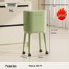High-End Wheeled Trash Can with Lid: No-Bend, Press To Open, Light Luxury Design for Kitchen & Living Room