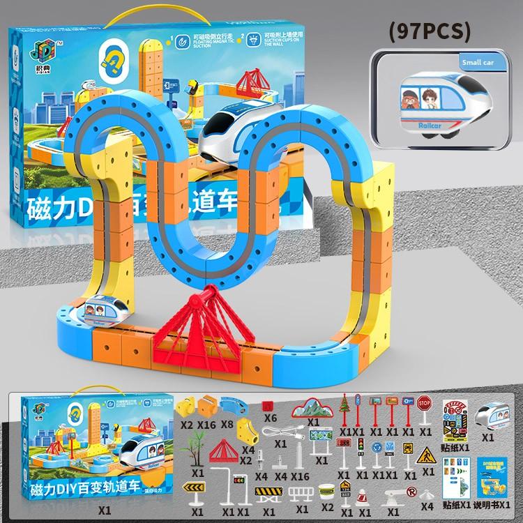 Kids Magnetic Rail Car Cube Toy Educational Toy Diy Building Blocks Magical Track Train Gravity Maze Toy Christmas Birthday Gift