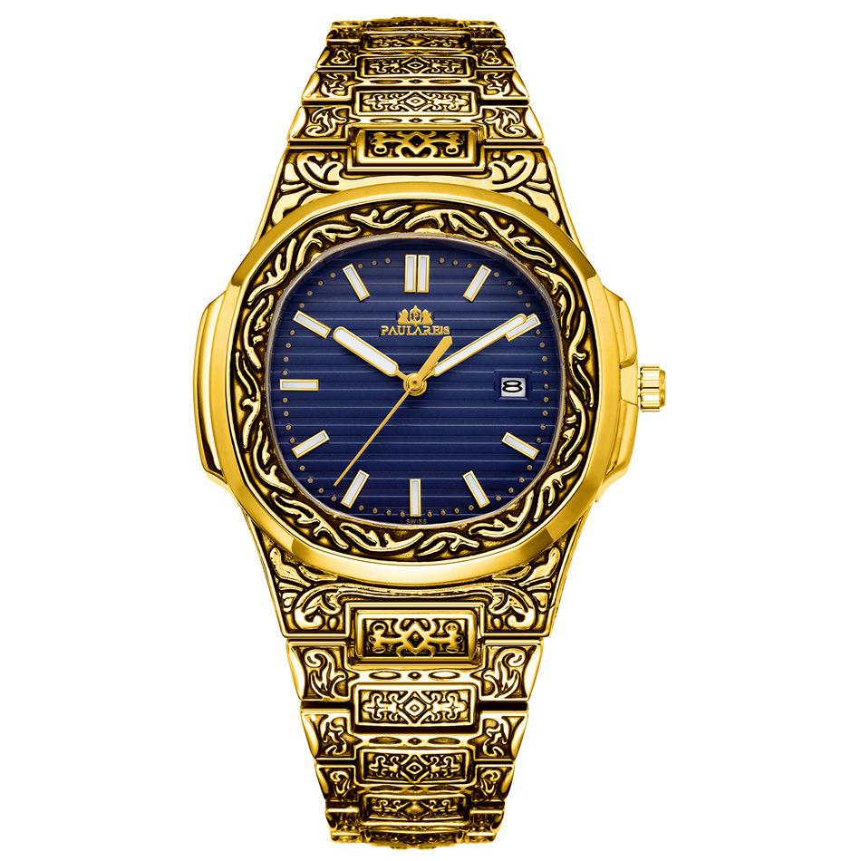 Paulareis Quartz Carved Parrot Calendar Glow Men's Watch QUARTZ WATCH