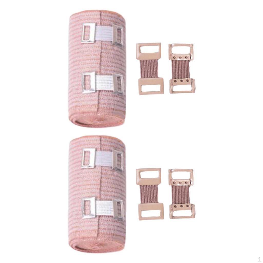 Set of 2 Elastic Compression Band with Clips Ankle Wrap for Sprain / First