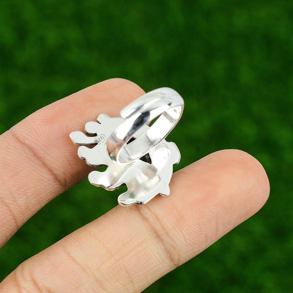 Gift For Her Natural African Amethyst Statement Adjustable Ring 925 Silver