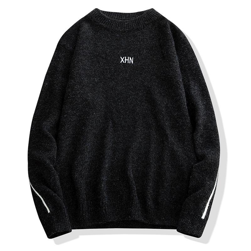 Winter Men 'S Round Neck Thicken Sweater Loose Knitwear Sweater Warm Bottoming Shirt 