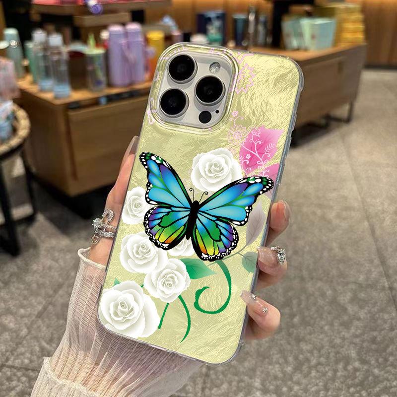 Flower Butterfly Large Hole Transparent Phone Case For Apple Iphone Niche Cute Girls Design