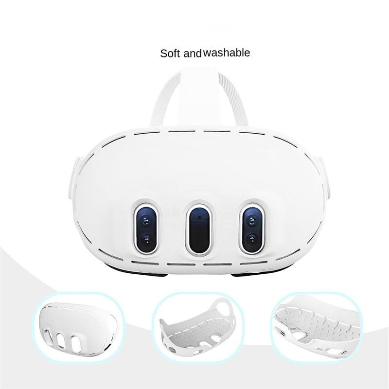 A96I-Controller Cover Case For Meta Quest 3 VR Headset Grip Protector Nose Eye Pad Face Mask Lens Protection Set