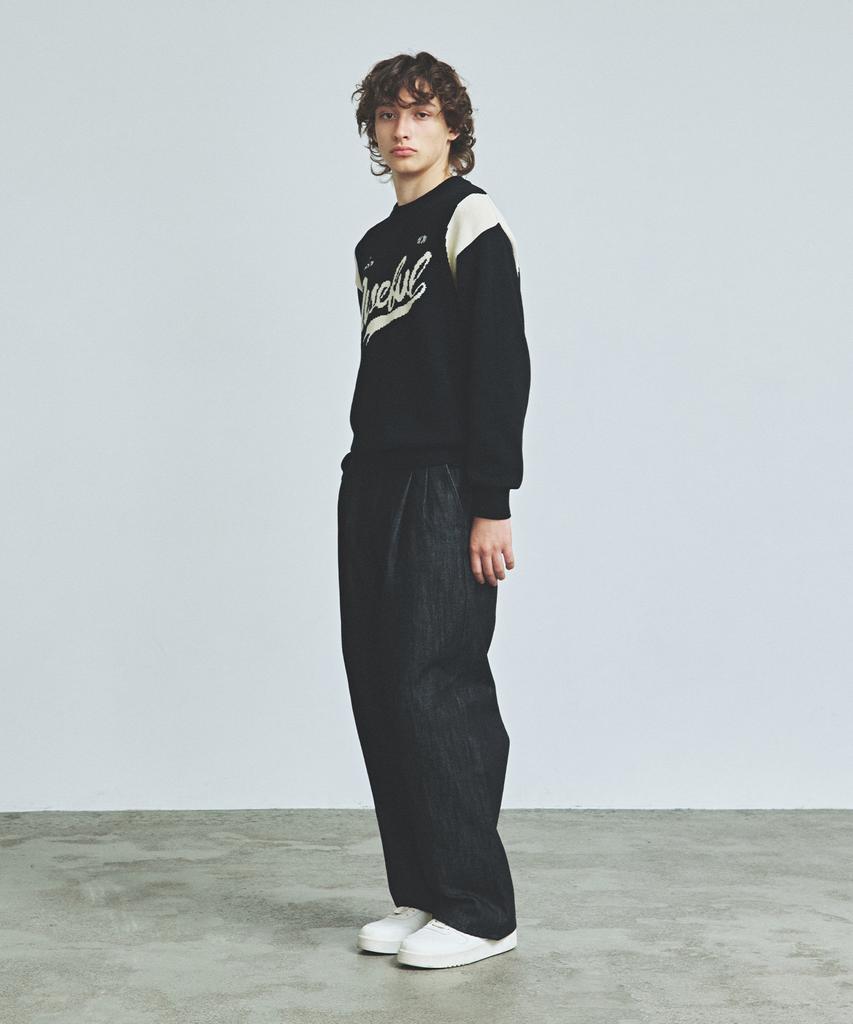 KNITTED Varsity Embroidered Logo Knit Black