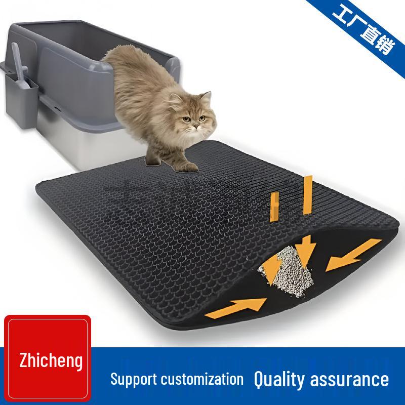 Premium Thick Cat Litter Mat - Double Layer, Anti-Tracking & Leak Control for Pets