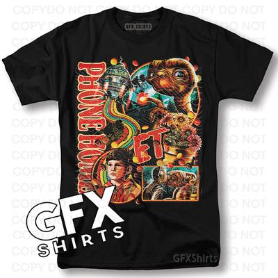 ET. T-shirt Grafica Vintage Poster Film Classico Alieno Casa Telefono Camicia