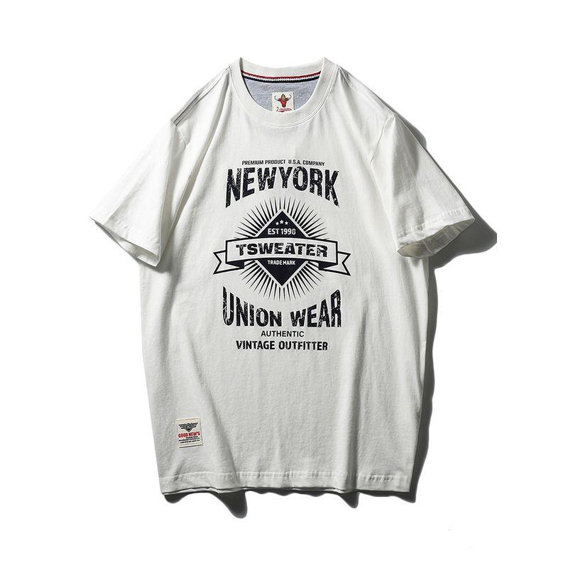 Trade Export to Domestic Sales American Retro Printed Pure Cotton Trendy Brand Short-Sleeved T-Shirt Men's Summer Base Layer Men's Clothing T-Shirt