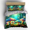 Colorful Mushroom Forest Set Bedding Duvet Cover Set Duvet Cover Pillowcases (1 * Duvet Cover 2 * Pillowcases, Without Duvet Insert)