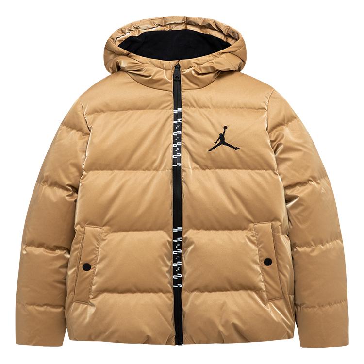

Jordan Теплая ветрозащитная куртка-пуховик с капюшоном и сплошным логотипом, детская верхняя одежда Curry-Gold JD2142015GS-001 XS