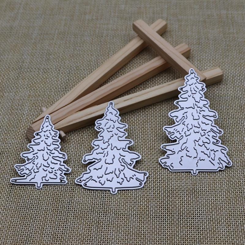 3pcs/set Christmas Tree Frame Metal Cutting Dies Scrapbooking Silvery Embossing Die Cut Stencil DIY Photo Album Card Making