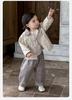 Spring 2026 Baby Boy Three-Piece Set: Long Sleeve T-shirt, Cargo Pants & Jacket