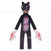 Hongbo Horror Game SirenHead Cartoon Cat Jumpsuit, Halloween Cosplay Costume Hooded