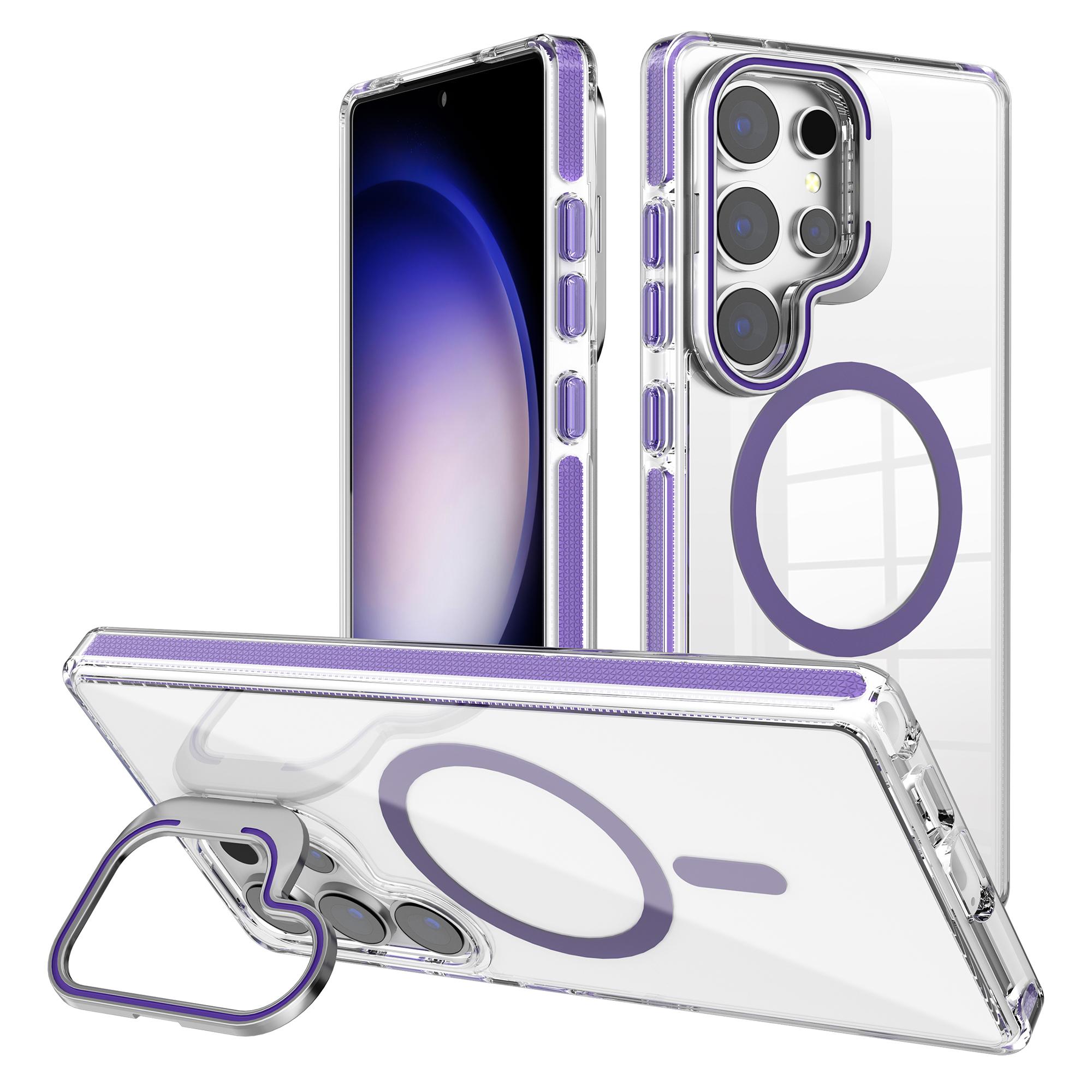 

For Samsung Galaxy S25 Ultra Case Compatible with MagSafe TPU+PC Phone Cover with Lens Kickstand Dark Purple