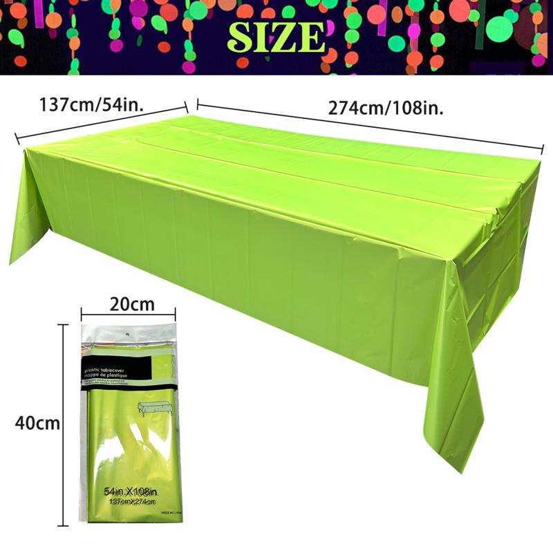 Fluorescent Tablecloth 54 X 108 Inches Glow In The Dark Neon Tablecloth Table Cover Party Decorations Supplies Easy-To-Clean