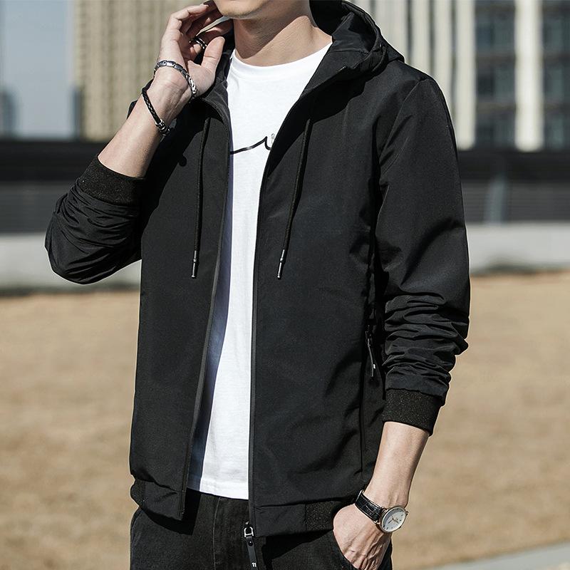 Giacca Uomo Versione Coreana della Giacca con Cappuccio Top Casual Uomo Giacca Comoda Giacca da Uomo Stampata Giacca a Vento