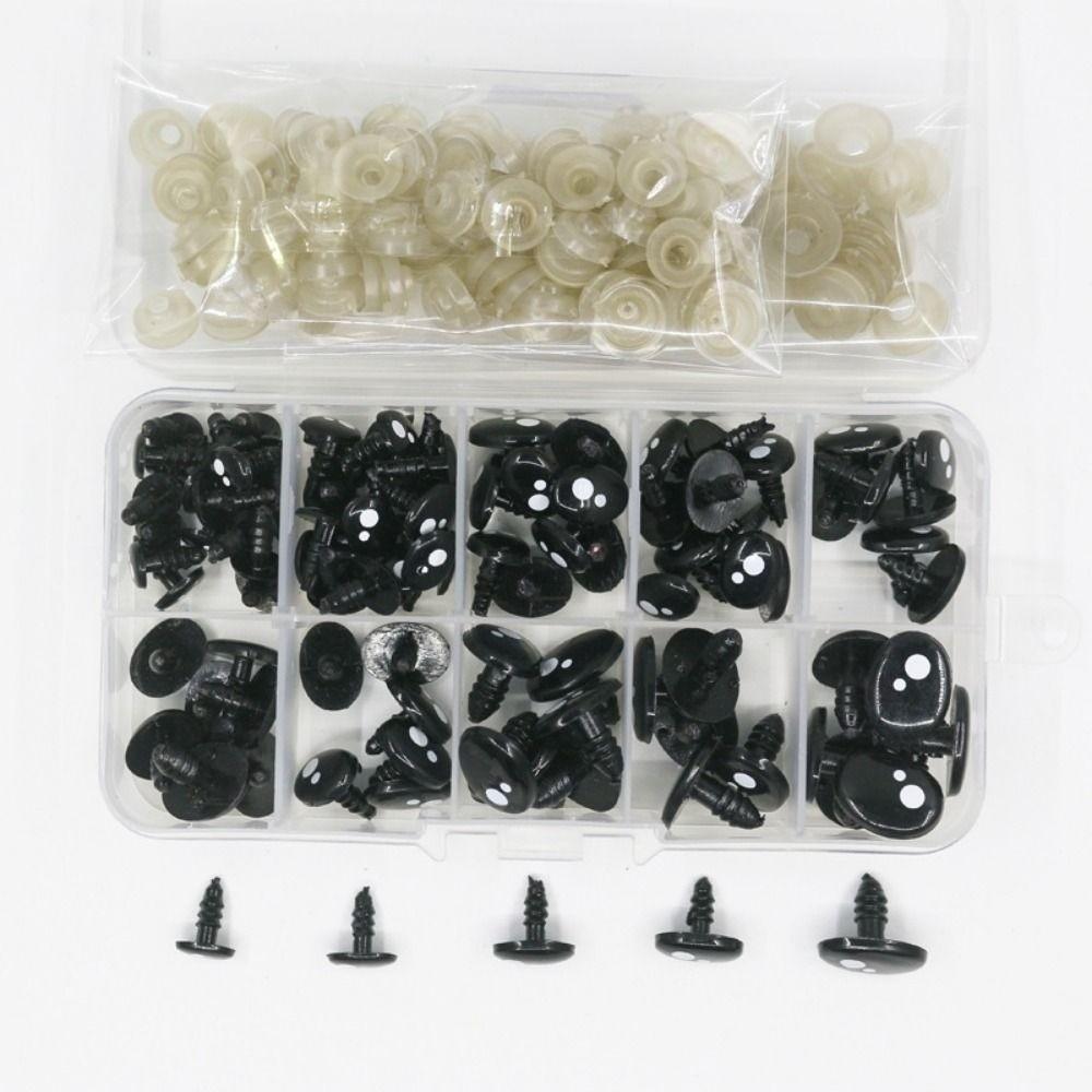 100pcs/box Oval Shape Plastic Safety Eyes Black Black Screw Eyes New Doll Bear Toys  For Toys