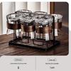 Handun 280ml Iceberg Waist Glass Cup Set with Iron Holder (6-Pack)
