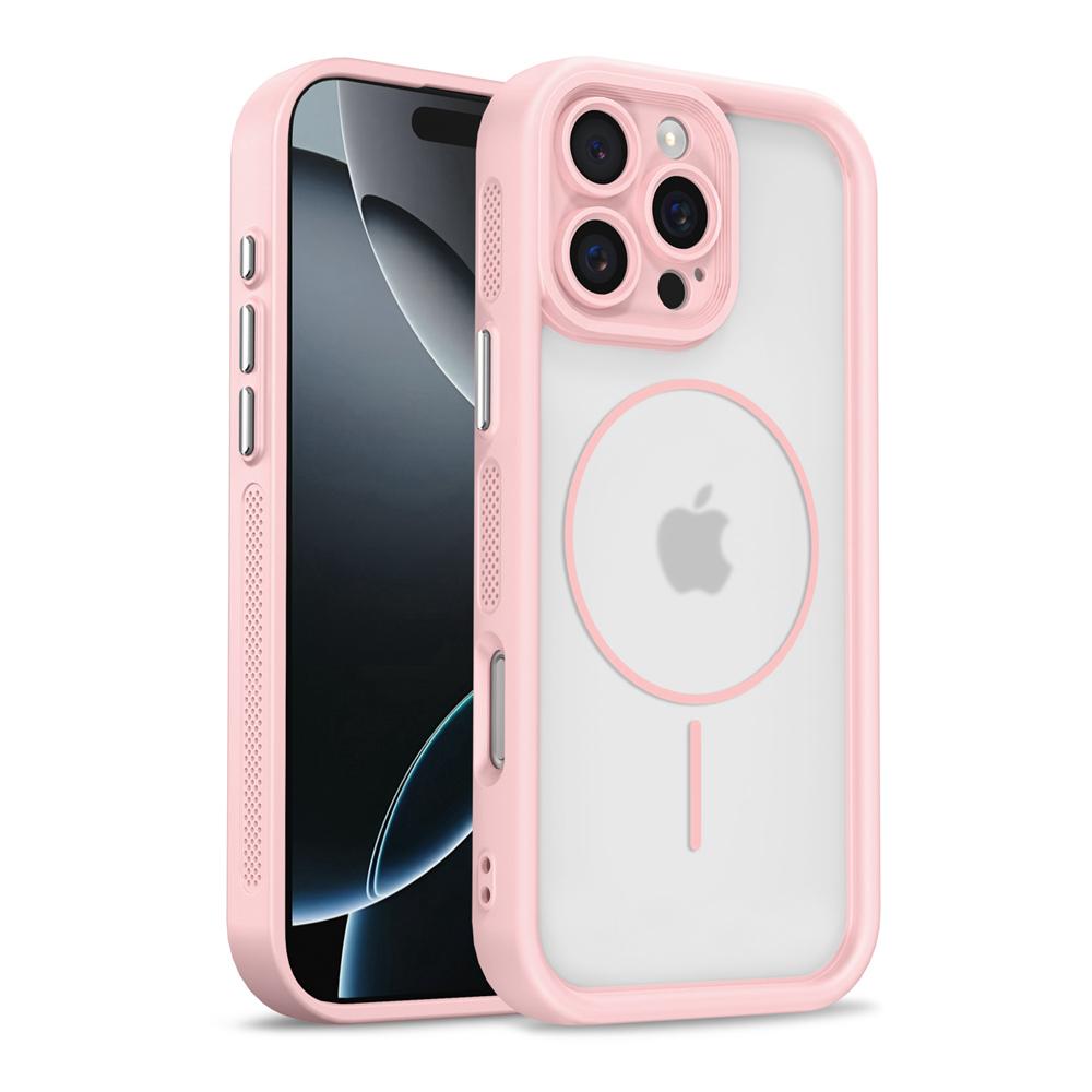 KEYSION Przezroczyste Matowe Magnetyczne Etui MagSafe do iPhone 15 16 Pro Max 16 Plus Silikon+PC Pogrubiona Ramka Odporne na Wstrząsy Pokrowiec na Telefon