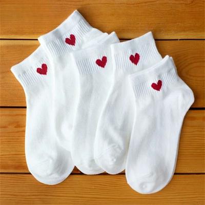 Lovely Heart Cotton Socks Women Summer Fashion Black White Sports Short Socks Girls Cute Style Low Tube Boat Socks