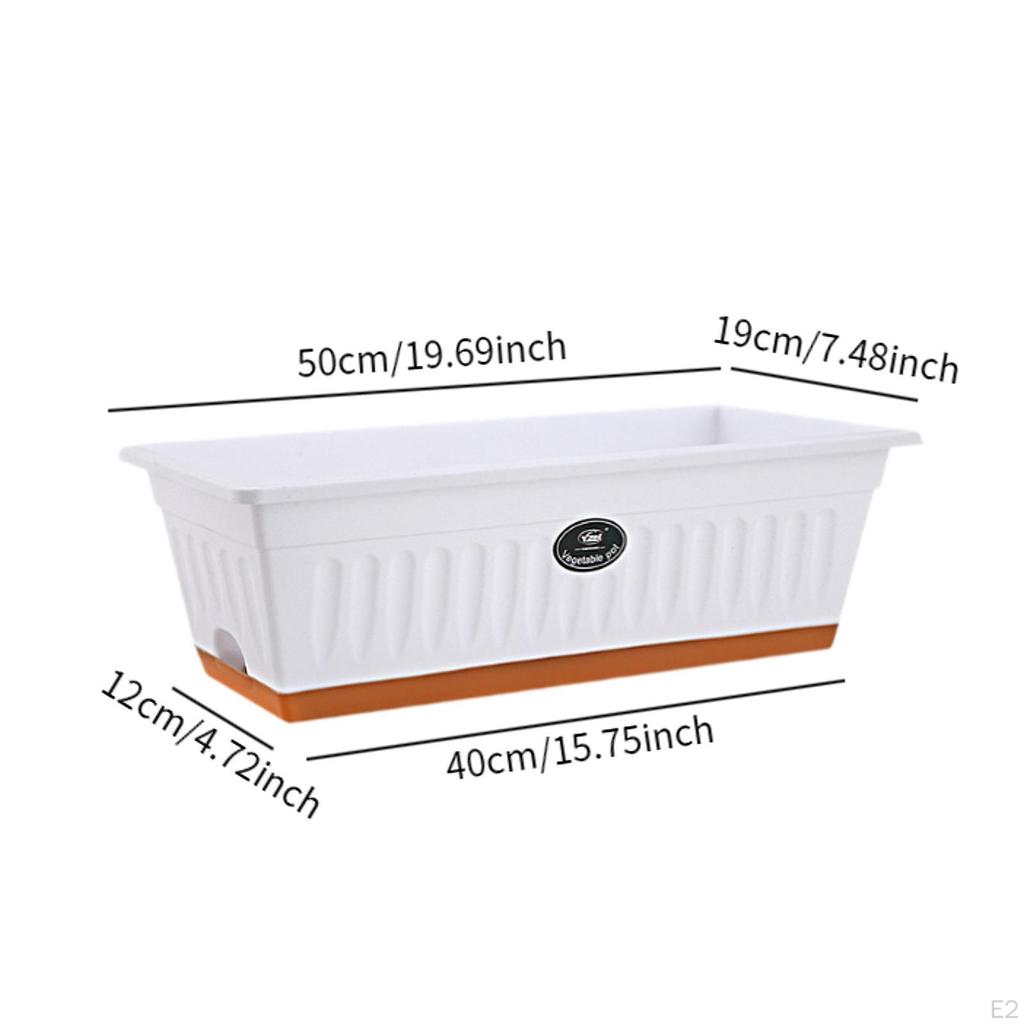 Flower Window Box Vegetable Planter Rectangle 50x19x16cm Windowsill with Drainage Holes for