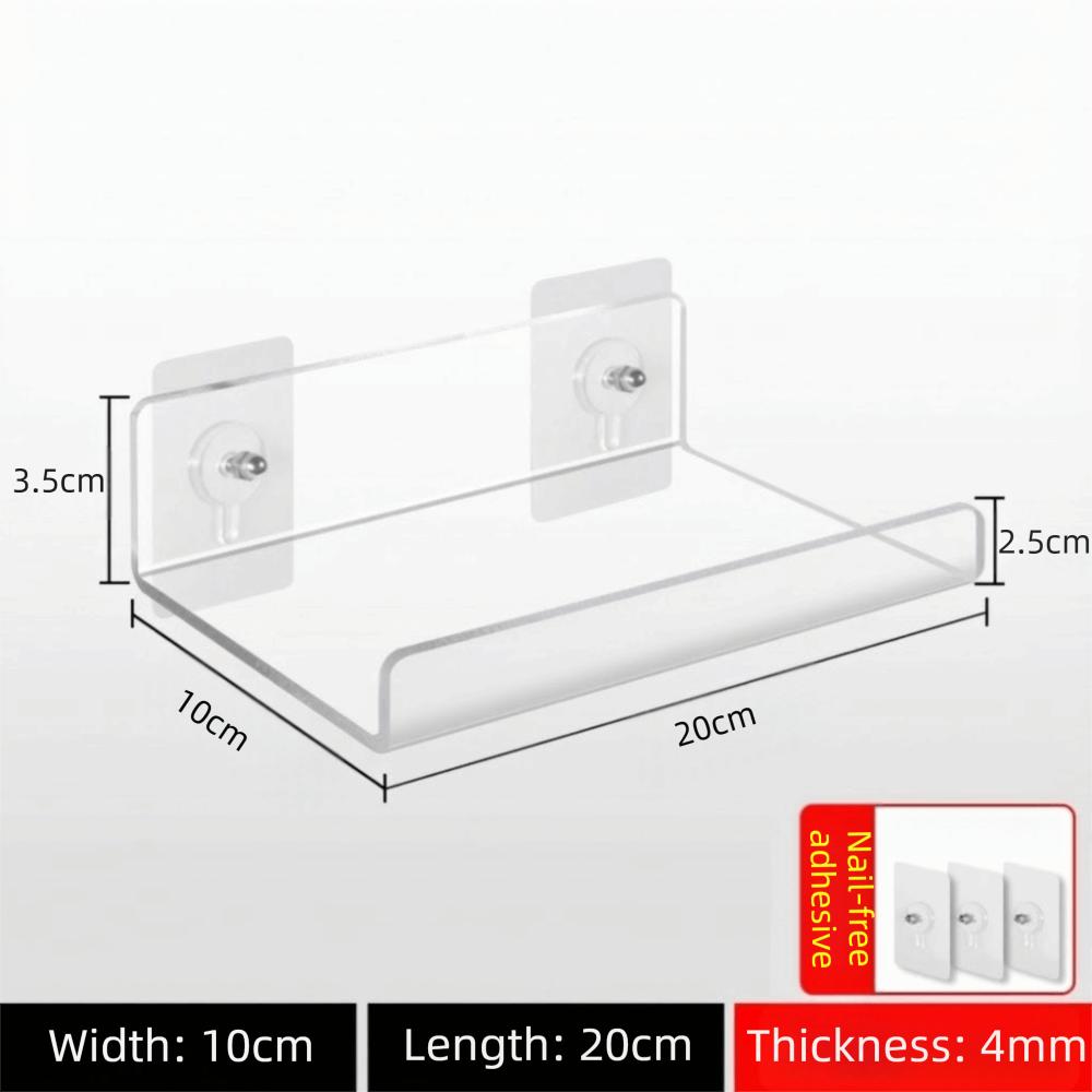 Space Saver Acrylic Clear Rack No Punching Storage Shelf Modern Style Wall Mounted Shelf  Home