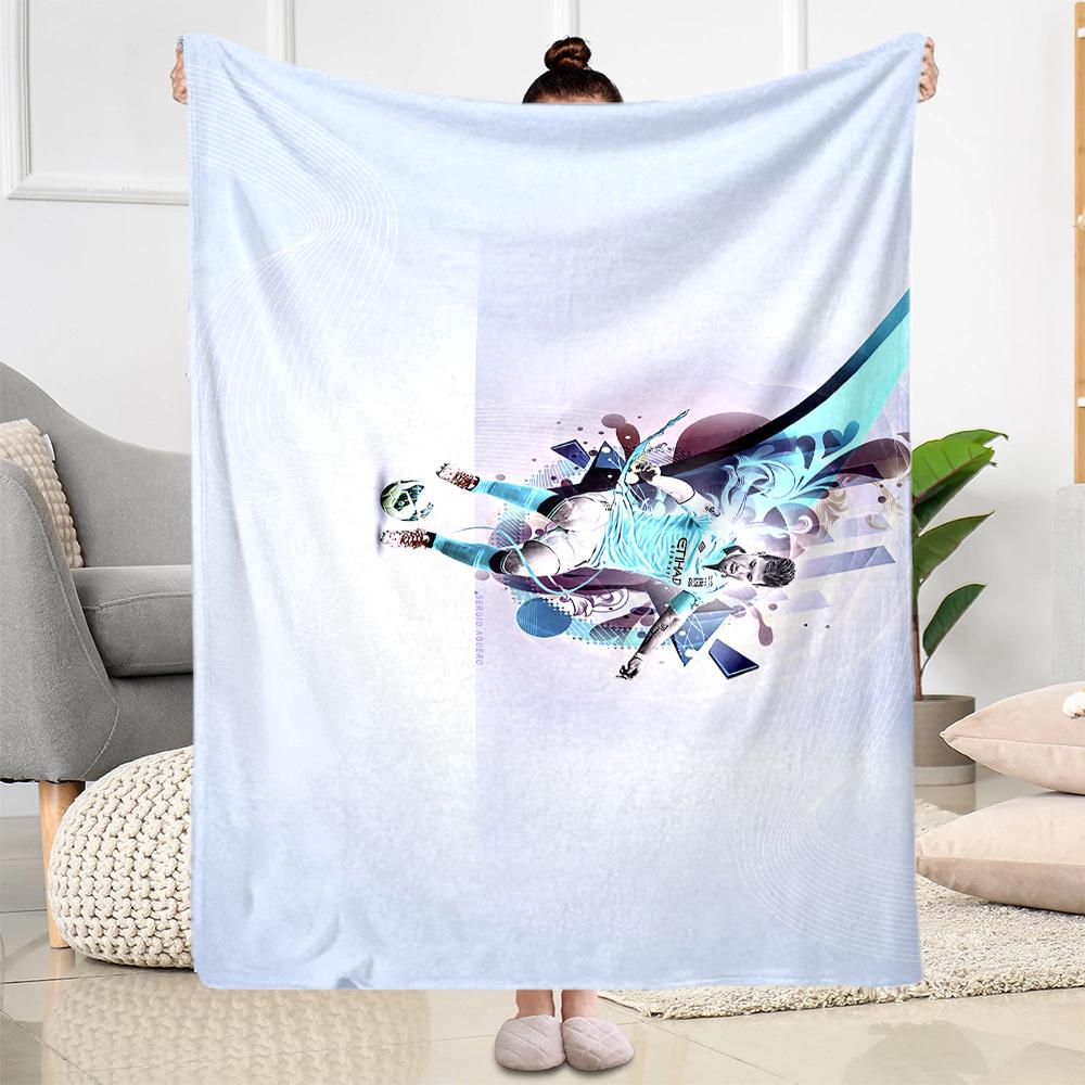 Dynamic Soccer Player Artwork Blanket Durable Comfort Perfect for Bedding Office Chair Livingroom for All Seasons Digital Print