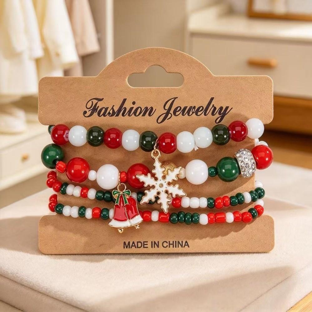 4Pcs/Set Colorful Christmas Bracelet Set Adjustable Stackable Hand Chain New Charm Bangle Set Gifts