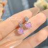 Exquisite Rose Flower Cut Purple Cubic Zirconia Pendant Necklaces Stud Earrings copper Color Rings Zircon Sets For Women