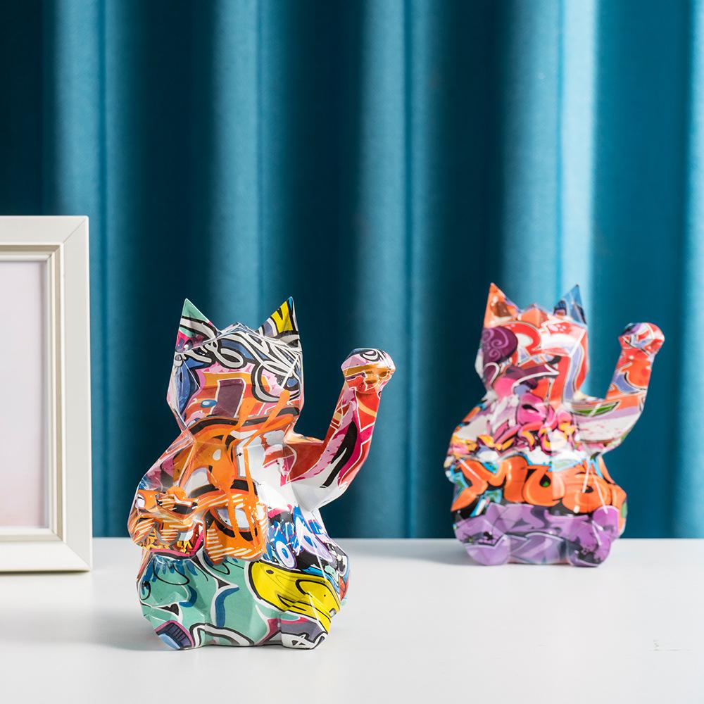 Latest Geometric Zhaocao Creative Design Home Living Room Entrance Tabletop Housewarming Resin Crafts Decoration Ornaments