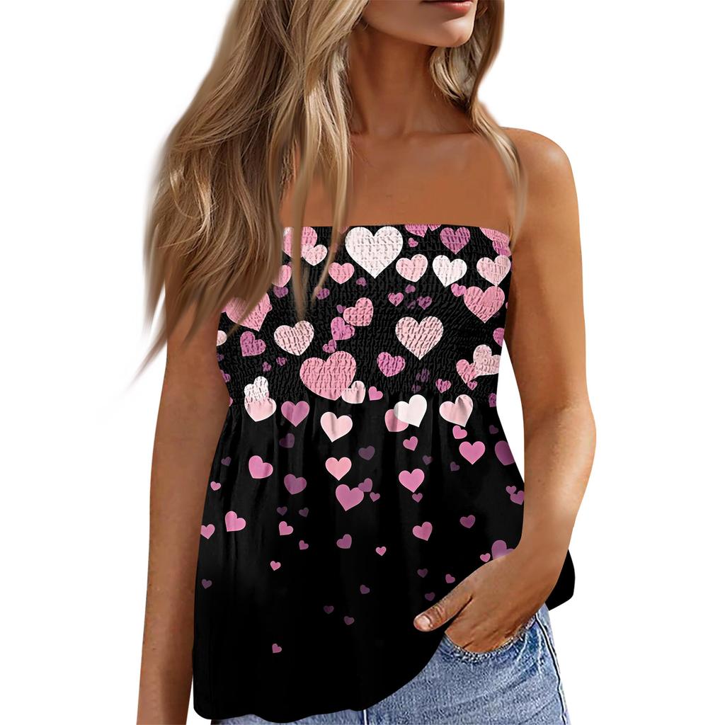 Tube Tops For Women,Cute Sexy Off Shoulder  Print Sleeveless T,Shirt
