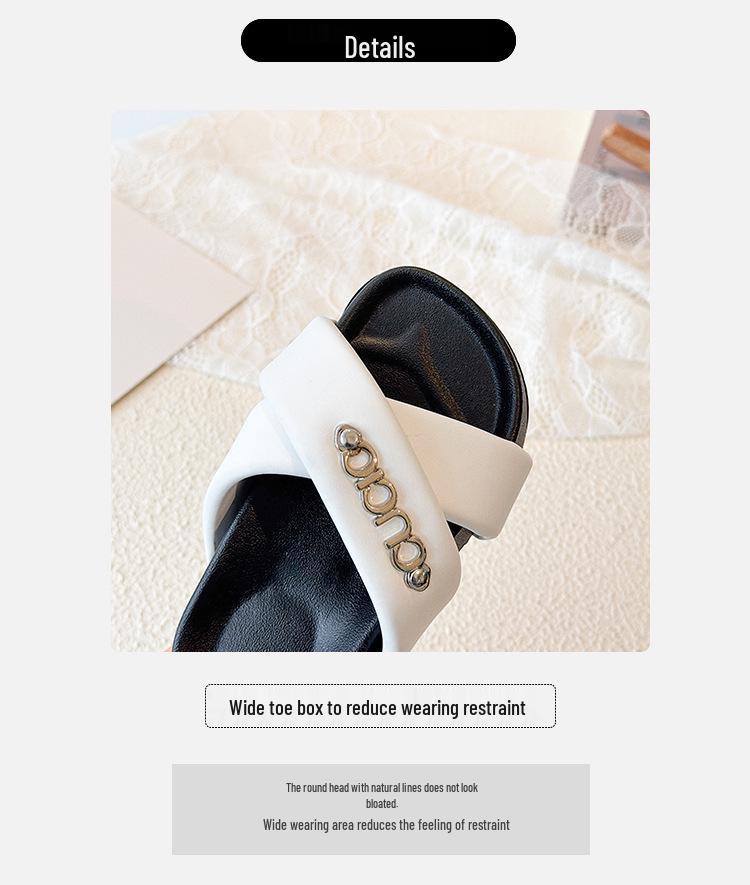 Thick-Soled Slip-On Celebrity Toe-Covering Slippers for Girls - 2026 Fashionable, Versatile, Comfortable Casual Beach Shoes