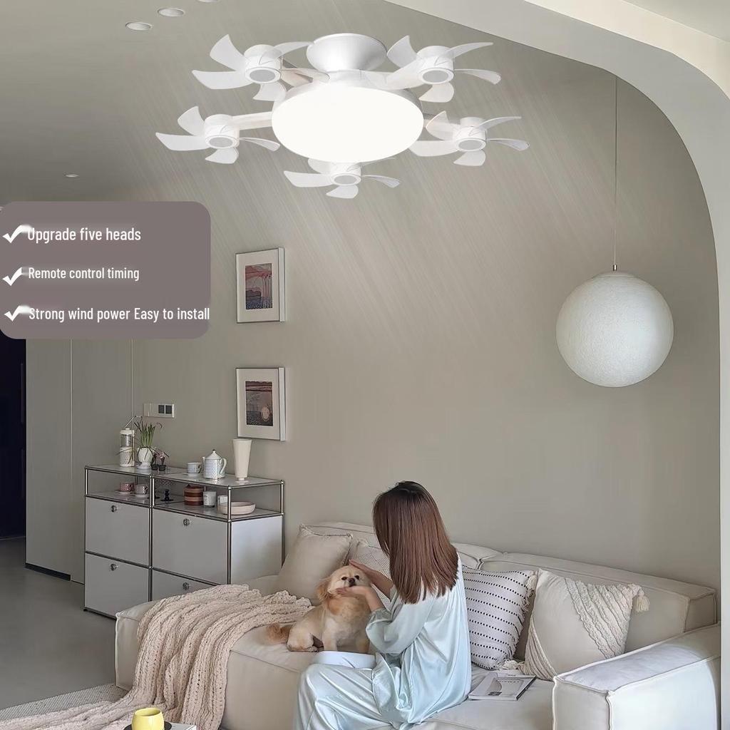 Nordic Style Remote Control Ceiling Fan with Light - Variable Frequency, Strong Wind for Bedroom