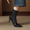 Krazing Pot Microfiber Pointed Toe Thin High Heels Modern Boots Size 42 Zip Women Elastic Ankle Boots