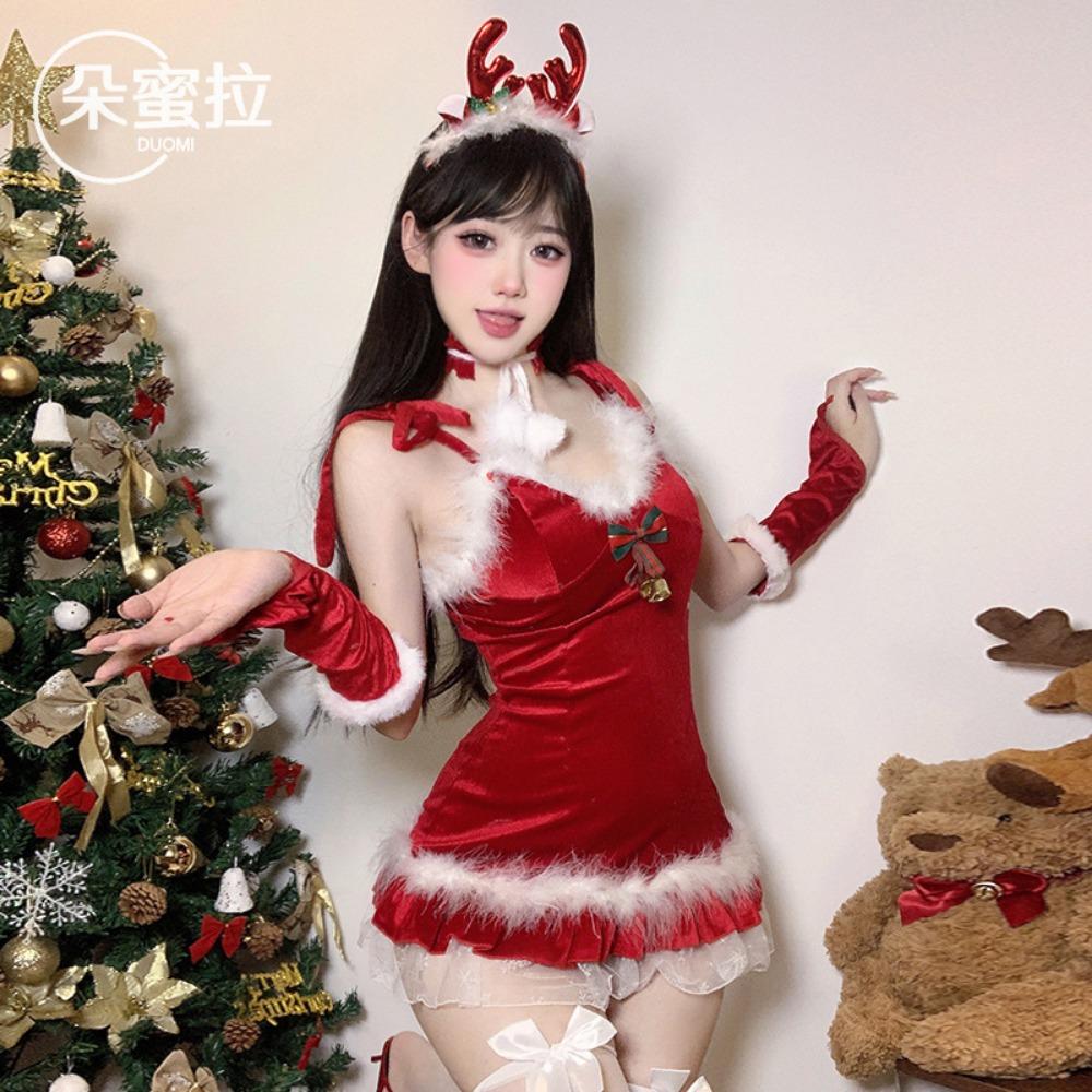 Domila 2024 New Christmas Robe Bunny Uniform Set Sexy Underwear Sexy Pajamas