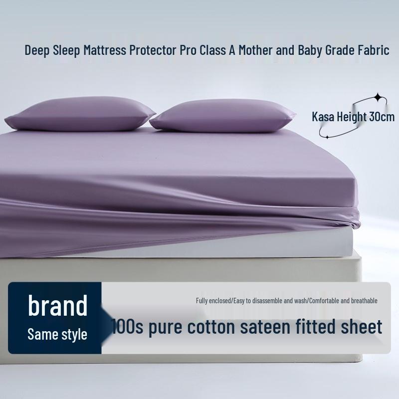 Deep Sleep PRO 3.0 Single Fitted Sheet - 100% Pure Sateen Cotton, Antibacterial, Anti-Mite Mattress Protector. Packaging