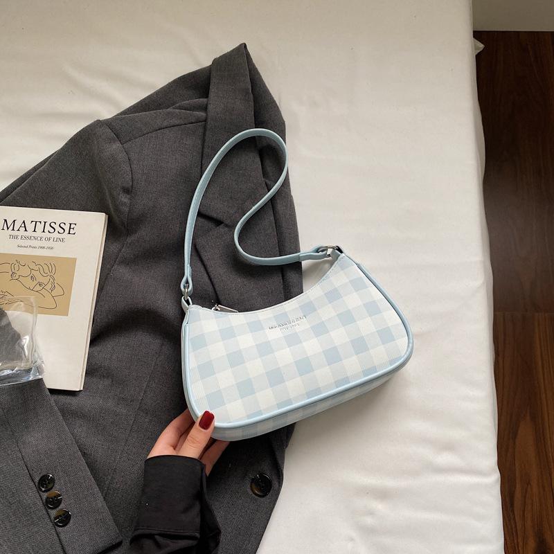 Niche Design Bag Women's New Summer Fashion Plaid Messenger Bag Single Shoulder Underarm Small Square Bag