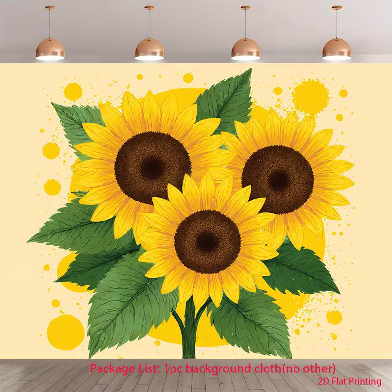 2D Floral Tapestry for Living Room, Watercolor Sunflowers with Green Leaves Wall Decor 47.2x31.5inch/120*80cm