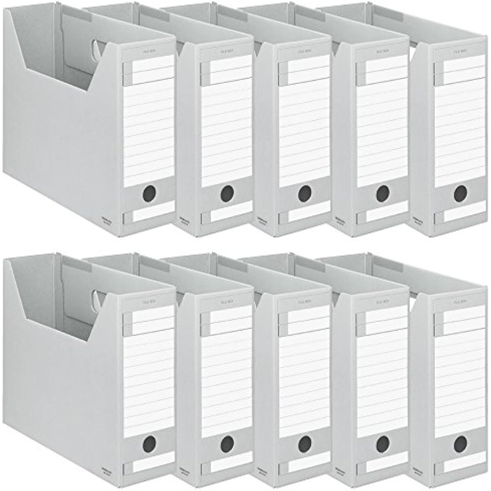 Kokuyo File Box, D Type, Storage Width 94 mm, A4, 10 Pcs, Gray
