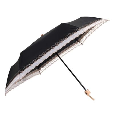 Echter Umbrella Works Faltbarer Regenschirm mit Organza 6 Einfache Blumen, Schwarz, Speichen, Leichtgewicht, Öffnen/Schließen