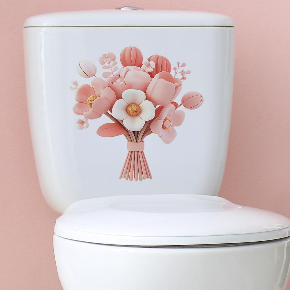 Faux Pink Floral Wall Sticker Self-Adhesive Removable Hallway Bedroom Living Room Dorm Home Decor