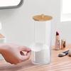2pcs Acrylic Swab Dispenser with Lids Clear Round Makeup Organizer for Bathroom Storage Box for Home Organization