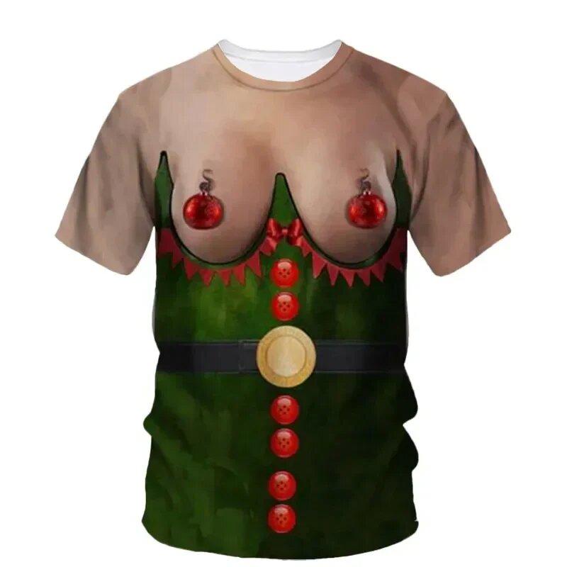 

Модні та цікаві різдвяні зображення для чоловічих футболок. Тенденції. Цифровий друк. Повсякденні топи з круглим вирізом і короткими рукавами. 4XL