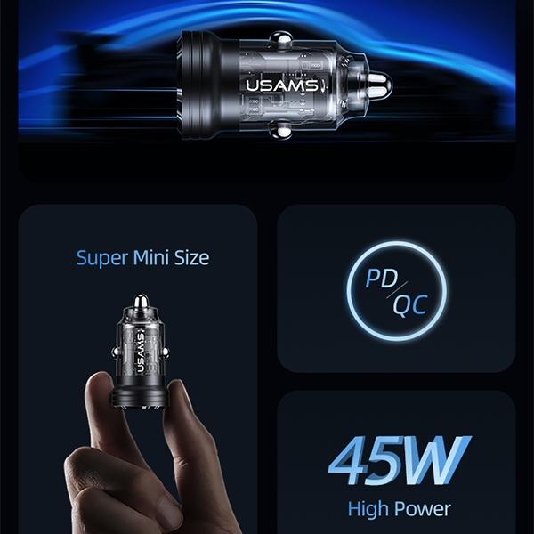 USAMS Land. Alone. C35 Usb+Usb-C 45Wfast Charge Purple/Fioletowy Cc175Cc02 (Us-Cc175)