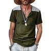 Men's Short-sleeved V-neck Button-up Large-sized T-shirt
