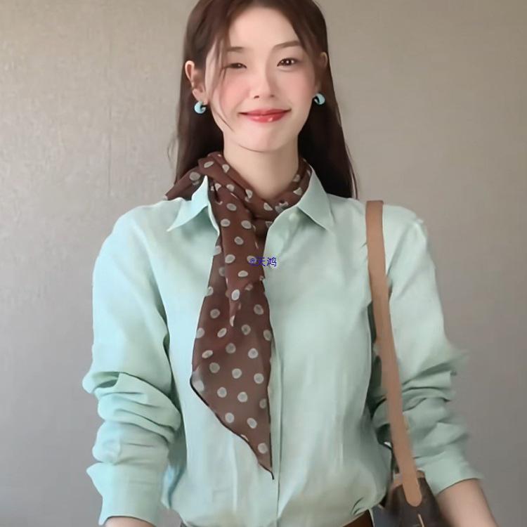 Korean Polka Dot Silk Scarf Ribbon for Women - 2025 Neck Tie Neckerchief