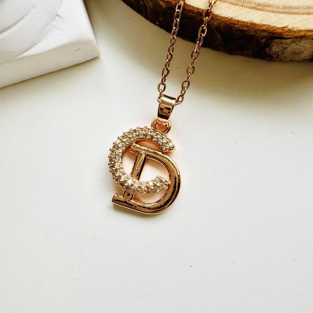 Retro INS Style Multicolor Zircon French Peach Heart Necklace with Diamonds and Titanium Stainless Steel
