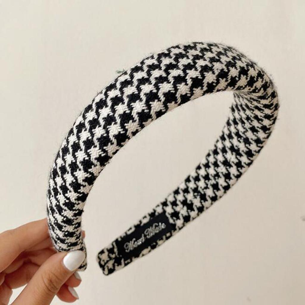 PROLY New Fashion Women Headband Classic Houndstooth Turban Adult Soft Solid Color Turban Girls Party Travel Hair Accessories