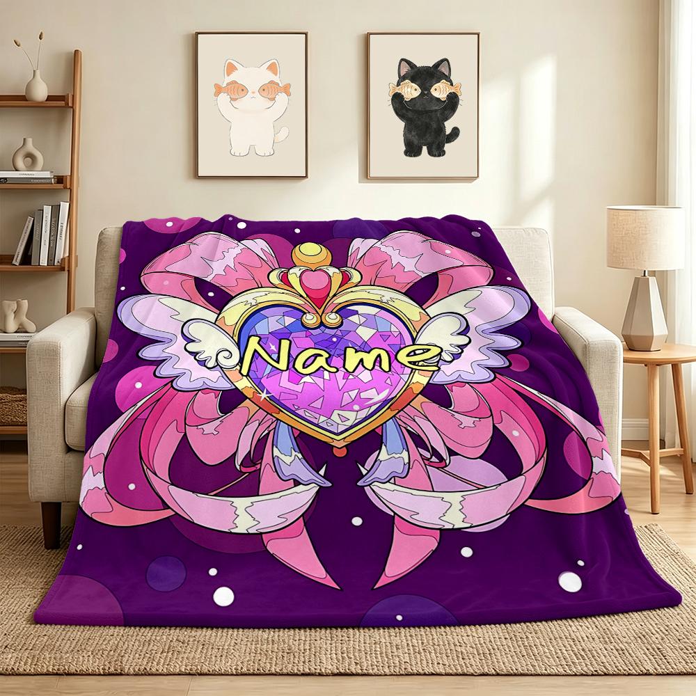 Custom Name Butterfly Symbols Flannel Blanket Throw Blanket Soft Warm Sofa Bed home Decor Unique Gift